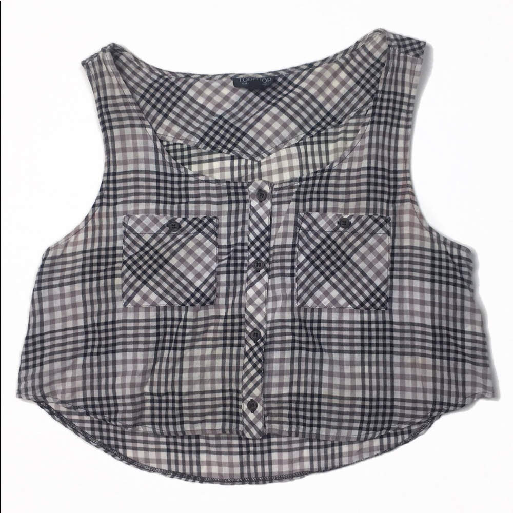 Topshop crop vsco grunge plaid tank casual basic